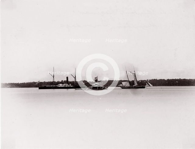 U.S. Gunboat "Saginaw" and Monitor "Onondaga", 1861-65. Creator: Unknown.