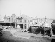 U.S. Government Dock and Wall Street Ferry, New York, between 1900 and 1905. Creator: Unknown