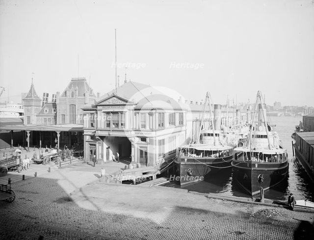 U.S. Government Dock and Wall Street Ferry, New York, between 1900 and 1905. Creator: Unknown.