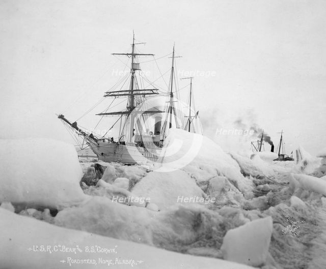 U.S.R.C. "Bear" and S.S. "Corwin" - Roadstead, Nome, Alaska, between c1900 and 1927. Creator: Lomen Brothers.