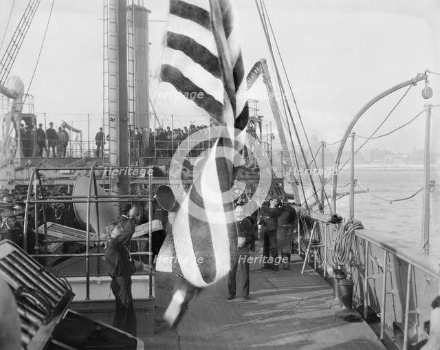 U.S.S. Chicago going into commission, Dec. 1, 1898, 1898. Creator: Unknown.