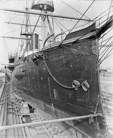 U.S.S. Chicago in dry dock, between 1890 and 1901. Creator: Unknown