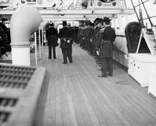U.S.S. Chicago, receiving Admiral Schley, 1899. Creator: Unknown