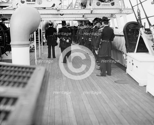 U.S.S. Chicago, receiving Admiral Schley, 1899. Creator: Unknown.