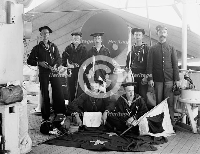U.S.S. Brooklyn, signal party, between 1896 and 1899. Creator: Unknown.