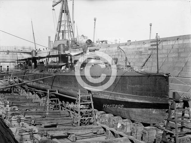 U.S.S. Foote in dry dock, between 1897 and 1901. Creator: Unknown.
