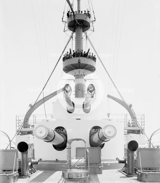 U.S.S. Kentucky, forward gun turrets, 1900 or 1901. Creator: Unknown.