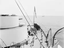 U.S.S. Kentucky, inspection on quarter deck, 1900 or 1901. Creator: Edward H Hart