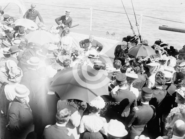 U.S.S. Kentucky, presentation of silver service, 1900 or 1901. Creator: Unknown.