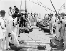 U.S.S. Kentucky, taking on ammunition, 1900 or 1901. Creator: Unknown