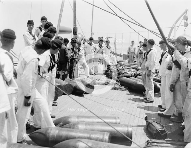 U.S.S. Kentucky, taking on ammunition, 1900 or 1901. Creator: Unknown.