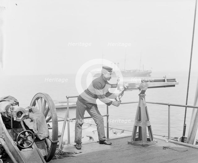 U.S.S. Indiana, machine guns, between 1895 and 1901. Creator: Unknown.