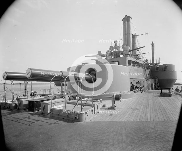 U.S.S. Iowa, 12 inch and 8 inch gun turrets, between 1897 and 1901. Creator: Unknown.