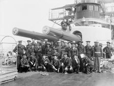 U.S.S. Iowa, group under 12-inch guns, (1898?). Creator: Edward H Hart