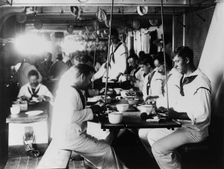 U.S.S. Olympia - crew's mess, 1899. Creator: Frances Benjamin Johnston