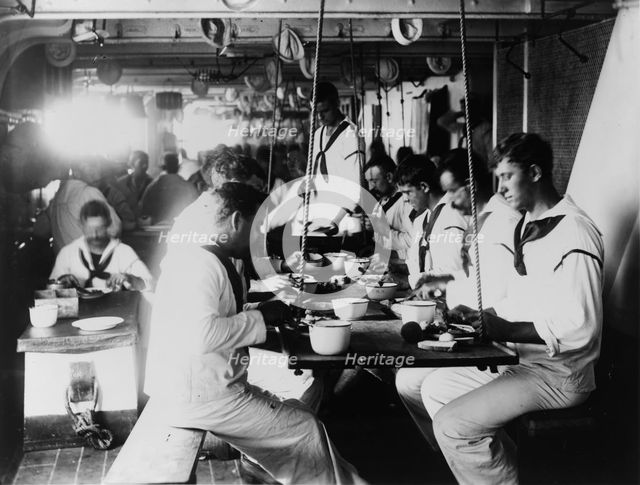 U.S.S. Olympia - crew's mess, 1899. Creator: Frances Benjamin Johnston.