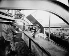 U.S.S. Oregon, 1-pounder and gunner, between 1896 and 1901. Creator: Unknown