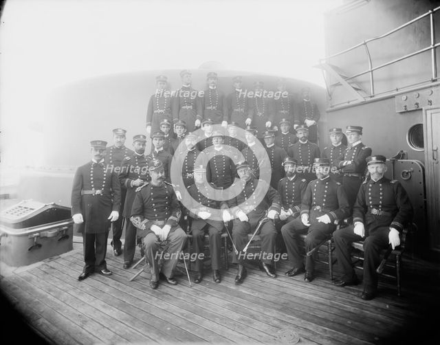 U.S.S. Oregon, Capt. Barker and officers, between 1896 and 1901. Creator: Unknown.