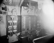 U.S.S. Oregon switchboard in dynamo room, between 1896 and 1901. Creator: Edward H Hart