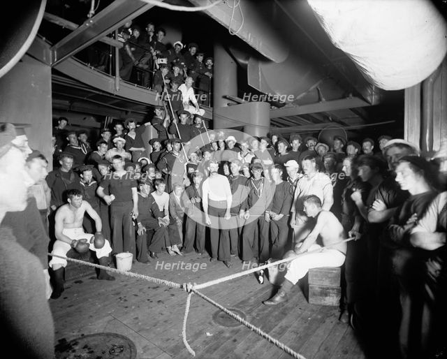 U.S.S. Oregon, waiting for the gong, between 1896 and 1901. Creator: Edward H Hart.