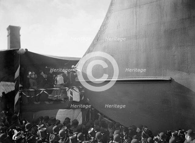U.S.S. Maine, "I name thee Maine", 1889 Nov. Creator: Unknown.