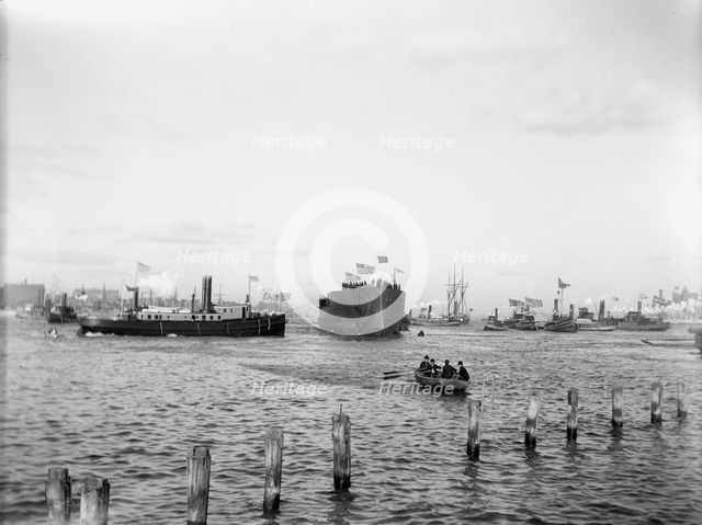 U.S.S. Maine, in the stream after the launching, 1889. Creator: Unknown.