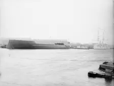 U.S.S. Maine, just after the launching, 1889. Creator: William H. Jackson