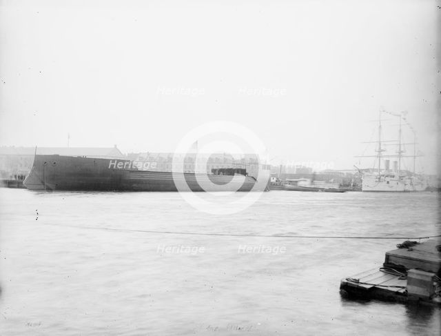 U.S.S. Maine, just after the launching, 1889. Creator: William H. Jackson.