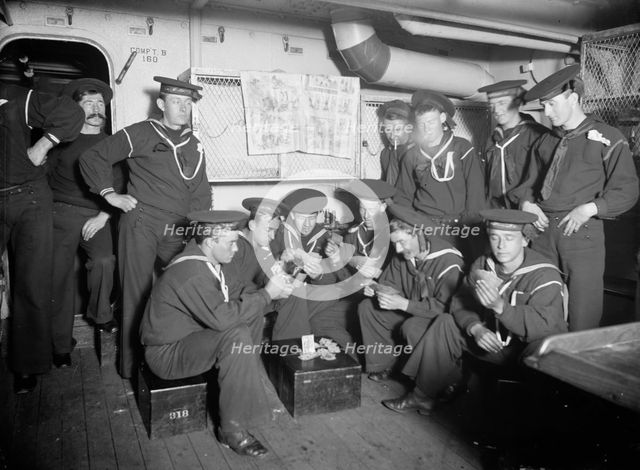 U.S.S. Maine sailors' amusements, between 1895 and 1898. Creator: Edward H Hart.