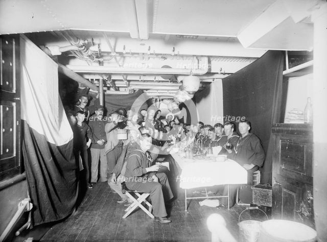 U.S.S. Maine sailors' mess, 1896. Creator: Edward H Hart.