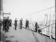 U.S.S. Maine, receiving a visitor, (1896?). Creator: William H. Jackson