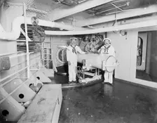 U.S.S. Massachusetts, torpedo tube, between 1896 and 1901. Creator: Unknown