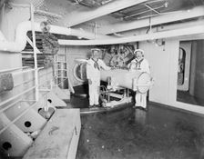U.S.S. Massachusetts, torpedo tube, between 1896 and 1901. Creator: Unknown