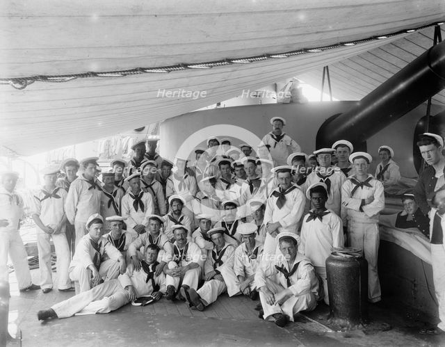U.S.S. Massachusetts, group of sailors, between 1896 and 1901. Creator: Unknown.