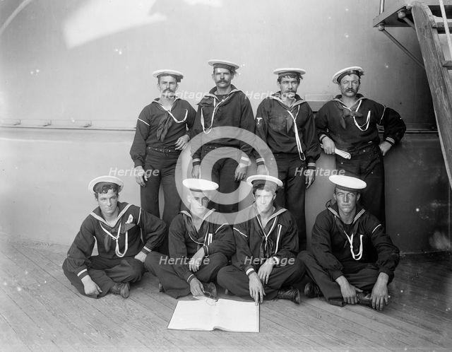 U.S.S. Massachusetts, group of seamen, between 1896 and 1901. Creator: William H. Jackson.