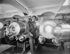 U.S.S. Massachusetts, interior of turret, between 1896 and 1901. Creator: Unknown