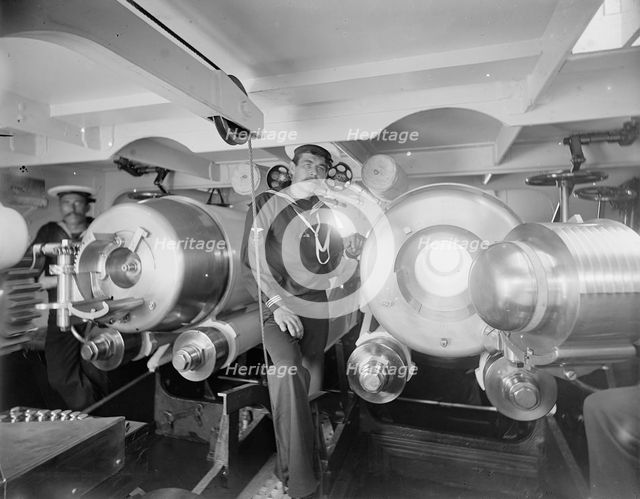 U.S.S. Massachusetts, interior of turret, between 1896 and 1901. Creator: Unknown.