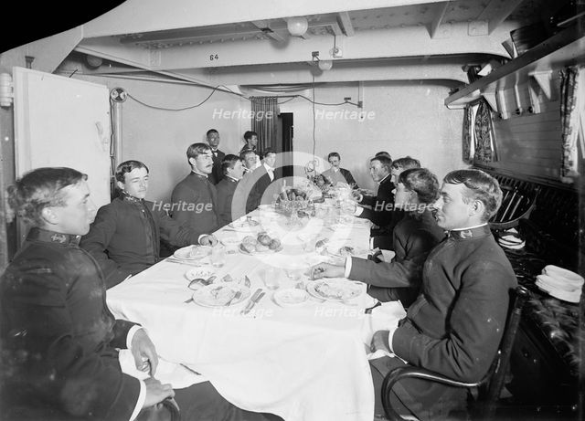 U.S.S. Massachusetts, junior officers' mess, between 1896 and 1901. Creator: Unknown.