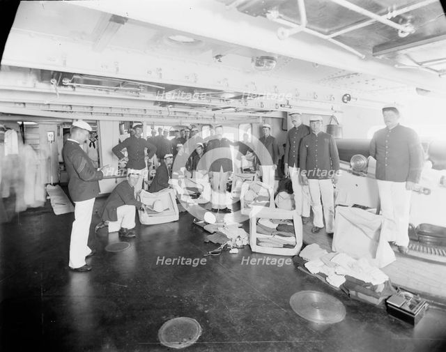 U.S.S. Massachusetts, kit inspection, between 1896 and 1901. Creator: William H. Jackson.