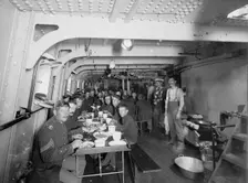 U.S.S. Massachusetts, marines at mess, between 1896 and 1901. Creator: Unknown