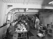 U.S.S. Massachusetts, marines at mess, between 1896 and 1901. Creator: Unknown