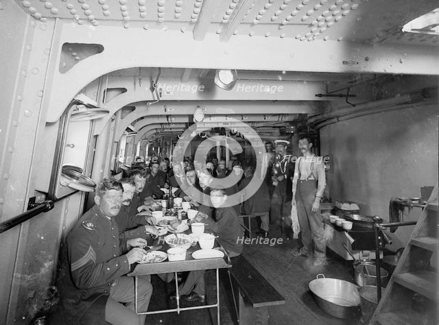 U.S.S. Massachusetts, marines at mess, between 1896 and 1901. Creator: Unknown.