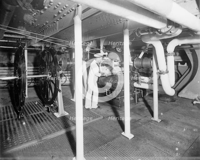 U.S.S. Massachusetts, steam steering gear, between 1896 and 1901. Creator: Unknown.