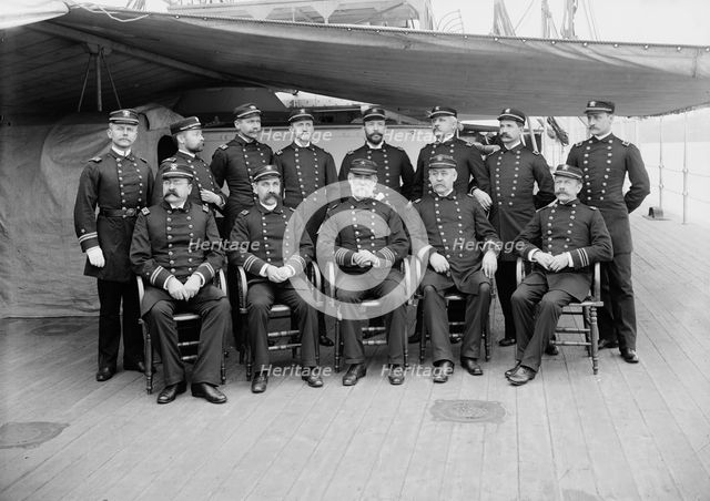 U.S.S. Miantonomoh, Capt. Montgomery Sicard and officers, between 1890 and 1901. Creator: Unknown.