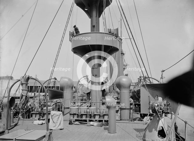 U.S.S. New Orleans, looking forward from quarter-deck, 1900 or 1901. Creator: Unknown.