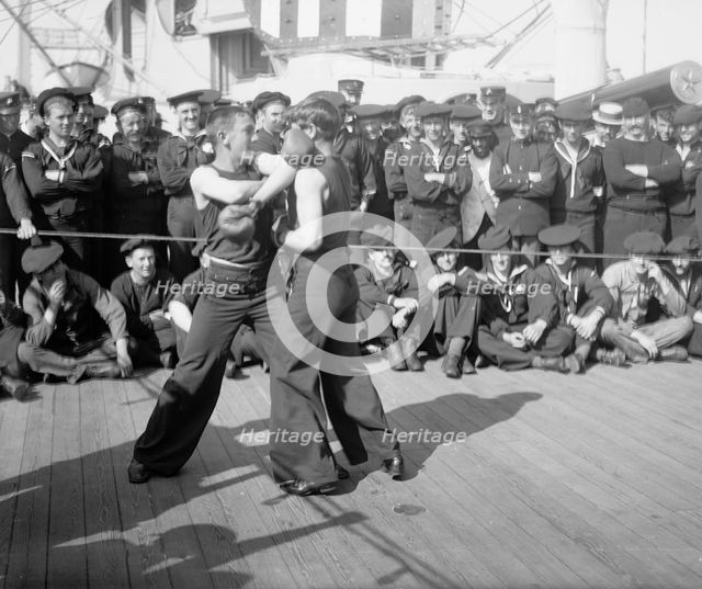 U.S.S. New York, a 4-round bout, anniversary of Santiago, 1899 July 3. Creator: Unknown.