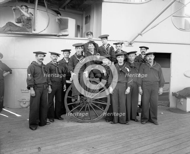 U.S.S. New York, a gun crew, anniversary of Santiago, 1899, 1899. Creator: Edward H Hart.