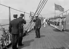 U.S.S. New York, Admiral Farquhar leaving the ship, 1899, 1899. Creator: Unknown