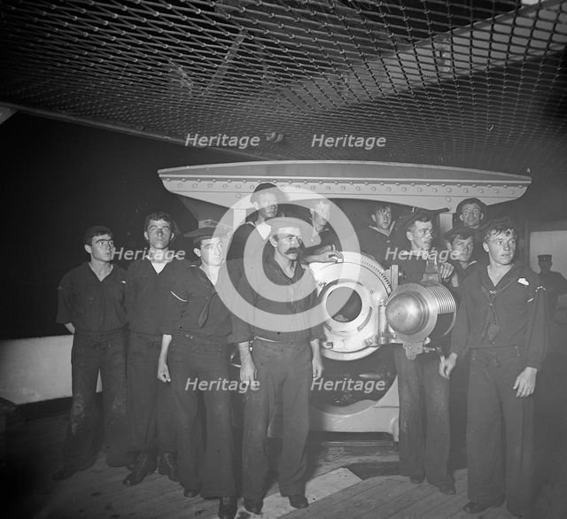 U.S.S. New York, breech of 8 inch gun and crew, (1899?). Creator: Unknown.