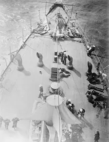 U.S.S. New York, forecastl [i.e. forecastle] deck from aloft, between 1893 and 1901. Creator: William H. Jackson